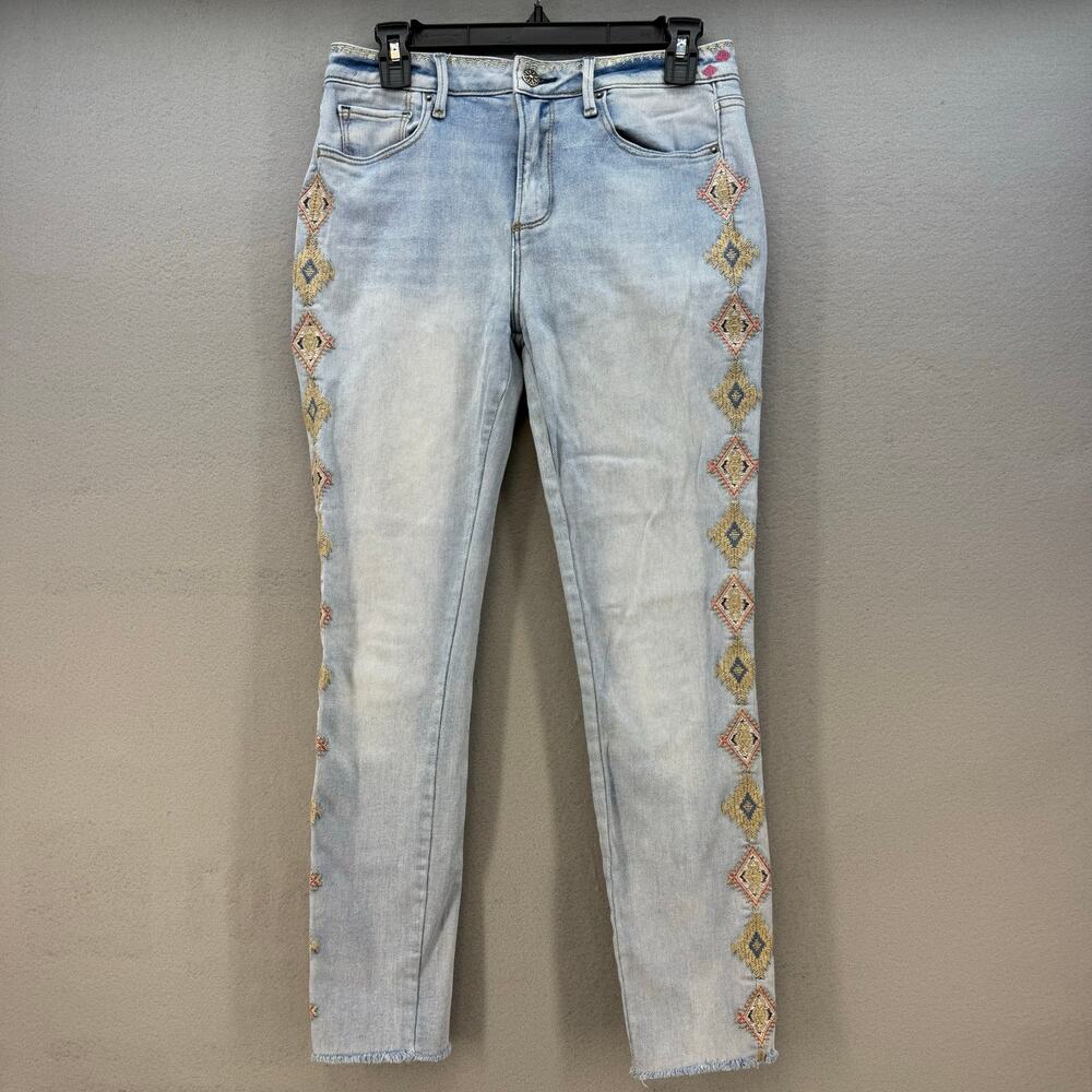 Driftwood Jeans Women's 27x28 (4) Light Blue Jackie High Rise Embroidery Western